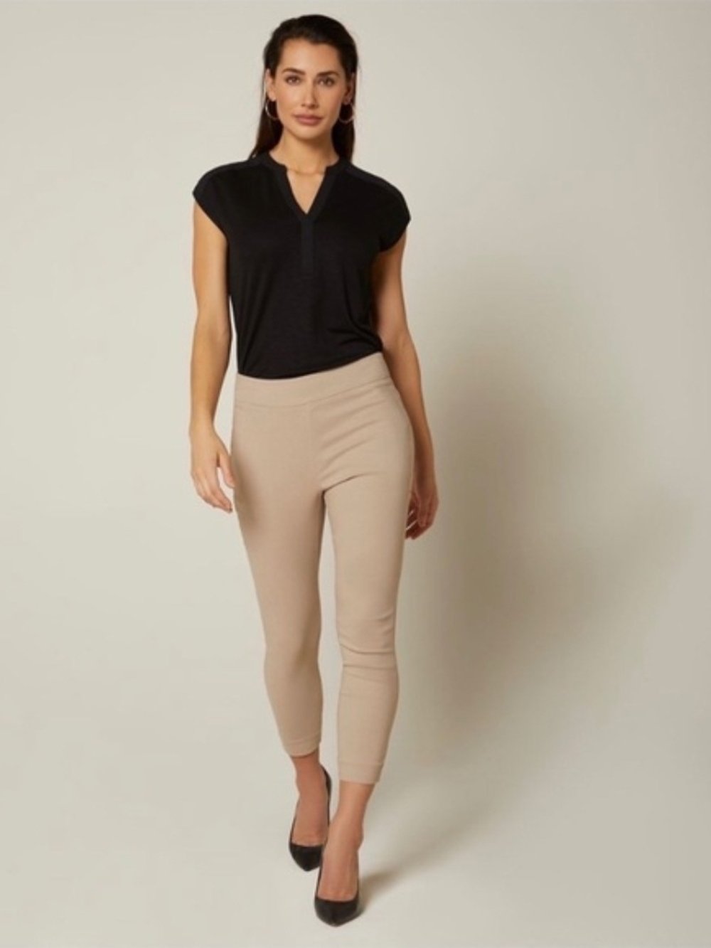 RW&CO Women's Stretch Ponte Ankle Pants (City Legging) in Brown Size Small